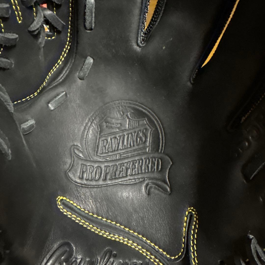 【美品】ローリングス 軟式 グローブ 黒 内野手投手兼用 野球 Rawlings