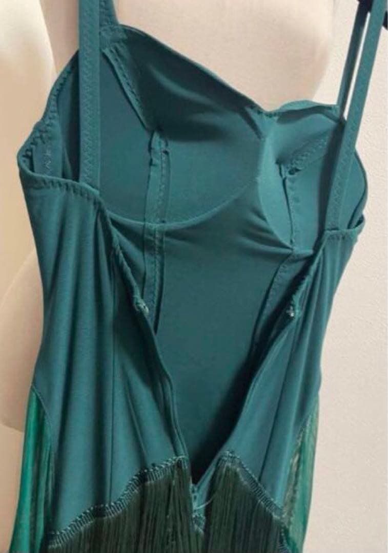 gentilグリーンフリンジワンピース