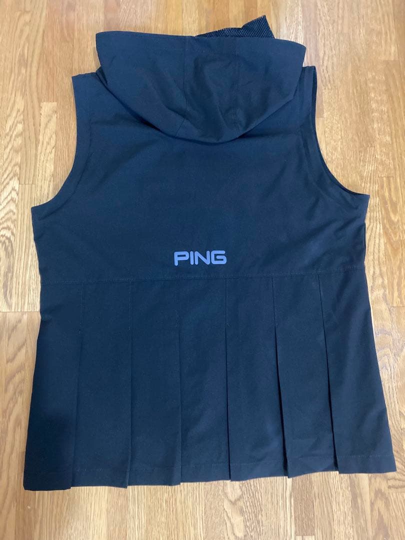PING レディース ゴルフウェア フード付きアウター　ベスト　黒　袖取り外し可