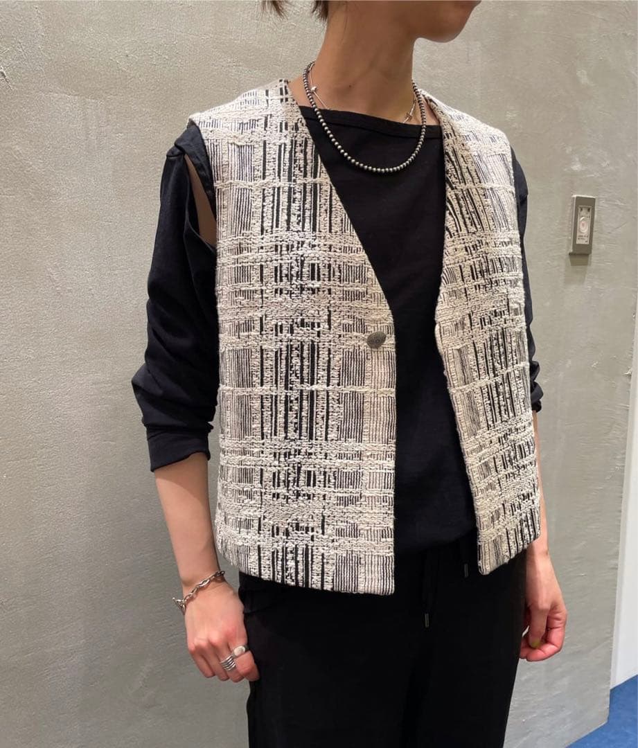 未使用タグ付【FRAMeWORK】BLACK GIOLICAツイードベスト