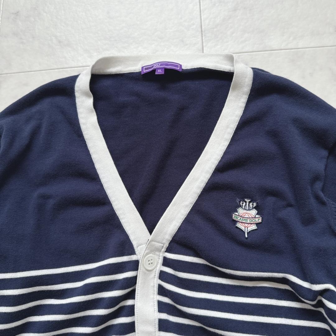 BEAMS GOLF ボーダー カーディガン 紺 M