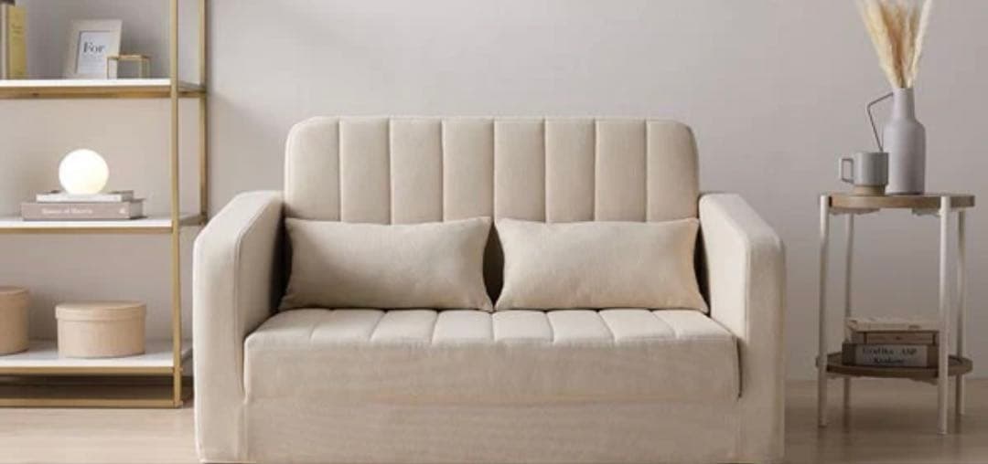 3WAYソファベッド Restio アイボリー ストライプキルト - 2人掛け