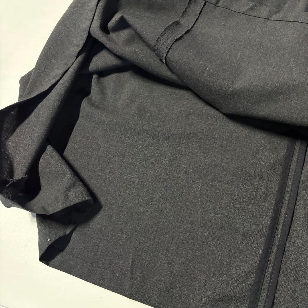 Honnete サージスリーブレスVワイドドレス　Vネックワンピース　グレー