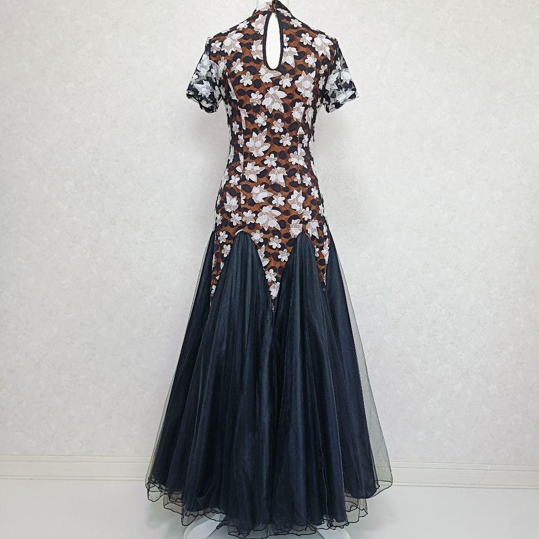 YILINFEIER 社交ダンス 刺繍 半袖ドレス 発表会 パーティ 衣装 XL