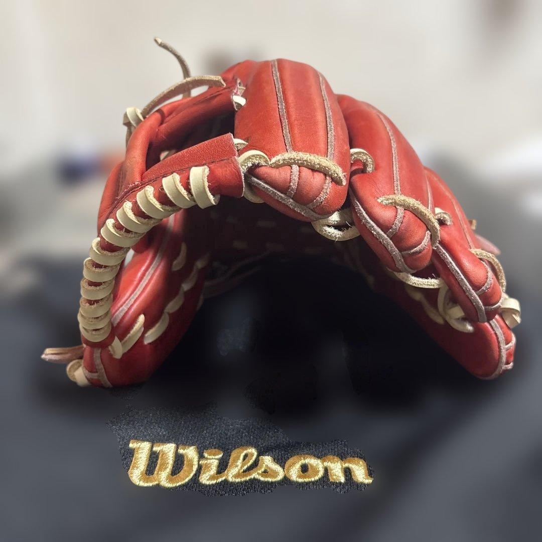 ウィルソンスタッフ 硬式グローブ 内野手用 キャメルオレンジ 日本製 袋付