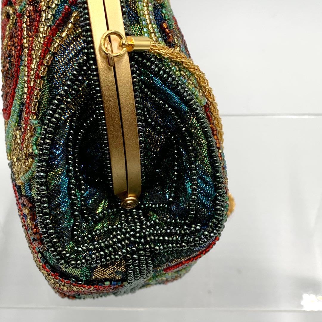 【美品】 ビーズ パーティ バッグ フォーマル カラフル ショルダー 軽量