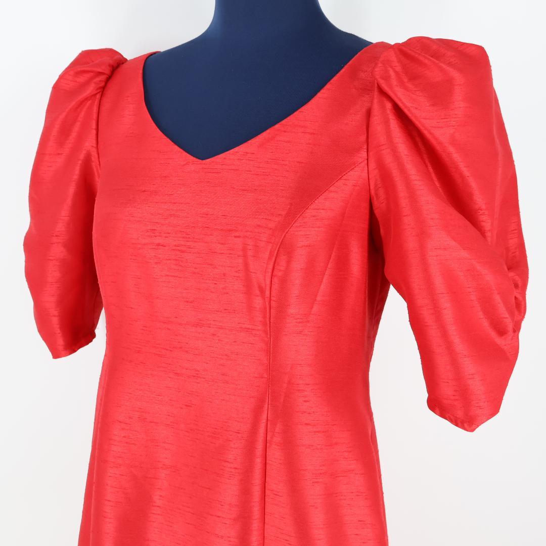 【美品 日本製 フラダンス衣装】レッド Paondor ワンピース ドレス 赤