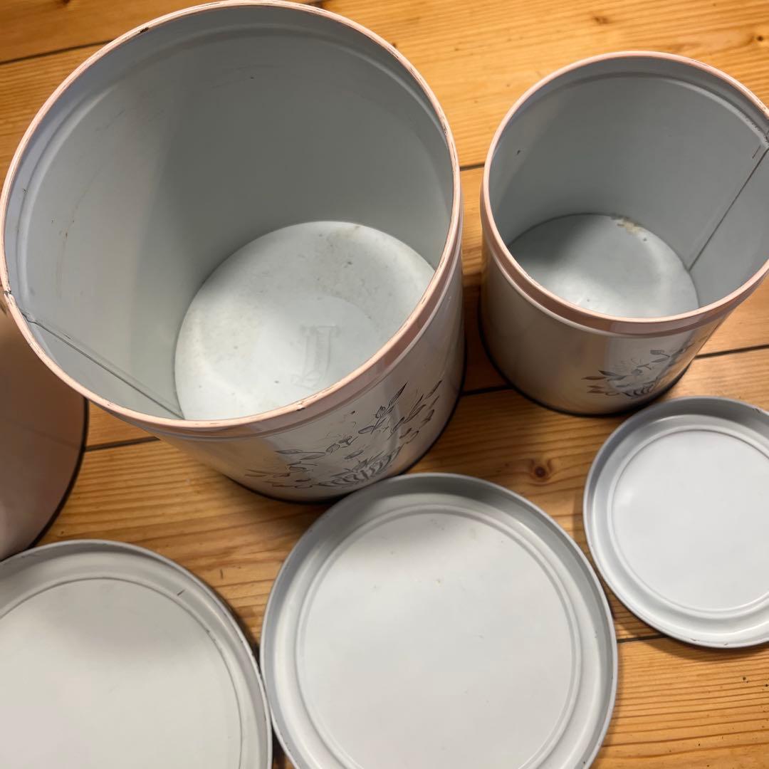 アンティーク　缶　3個　カントリー　ティン缶　キャニスター