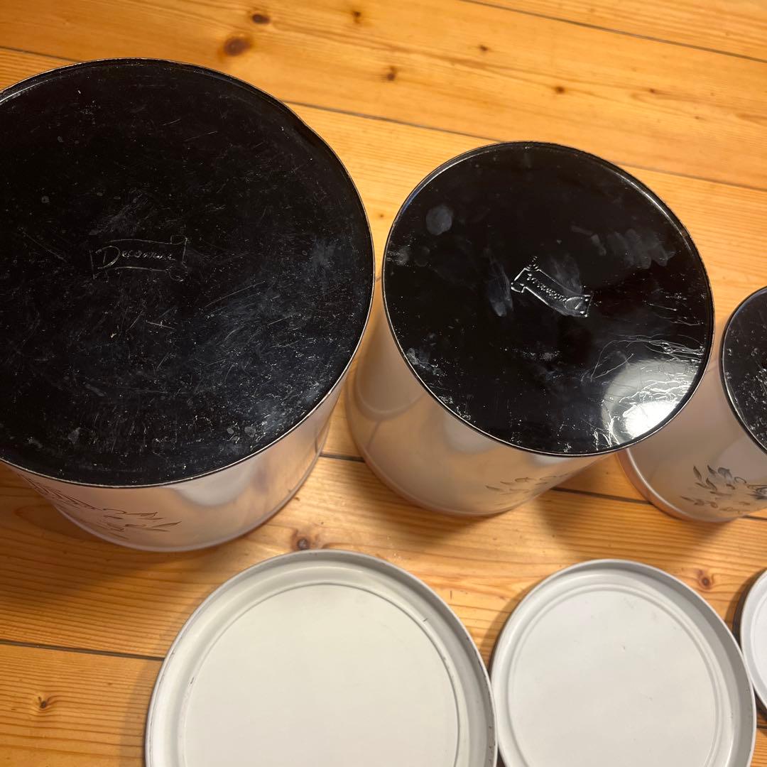 アンティーク　缶　3個　カントリー　ティン缶　キャニスター