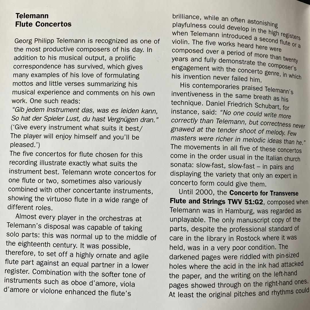 【売約済】パユ(fl)／テレマン:フルート協奏曲集