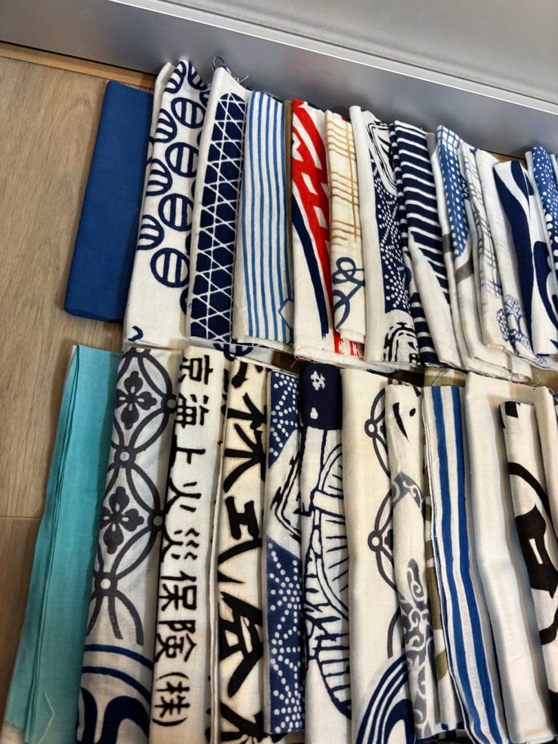② 手ぬぐい 手拭い 生地 古布 粗品 昭和レトロ 長期保管品　60枚まとめ売り