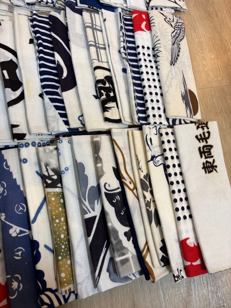 ② 手ぬぐい 手拭い 生地 古布 粗品 昭和レトロ 長期保管品　60枚まとめ売り