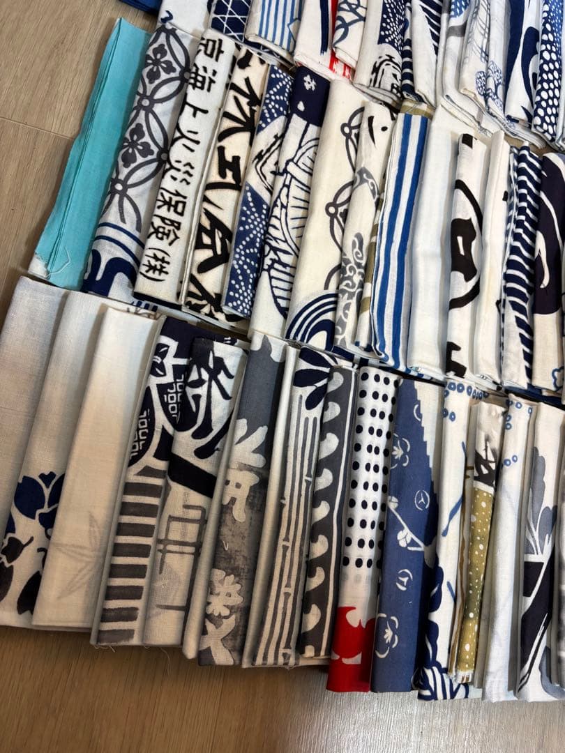 ② 手ぬぐい 手拭い 生地 古布 粗品 昭和レトロ 長期保管品　60枚まとめ売り