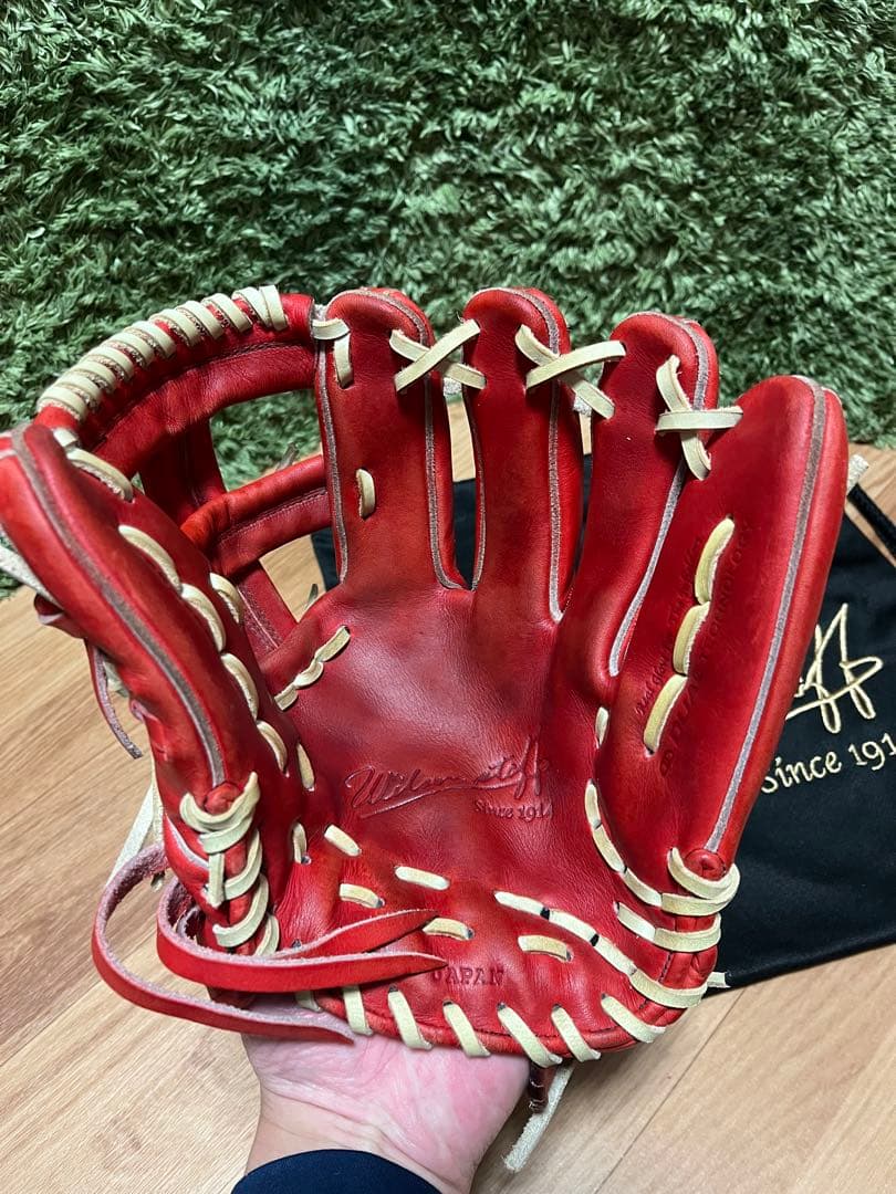 ぷ*ん様 ウィルソンスタッフ デュアル 硬式内野手用DK型 Eオレンジ×キャメル