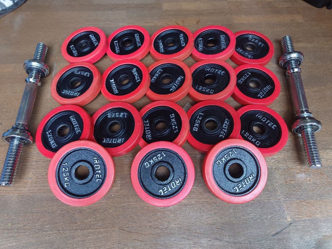 iROTEC アイロテック ラバー ダンベル セット1.25kgプレート×18枚