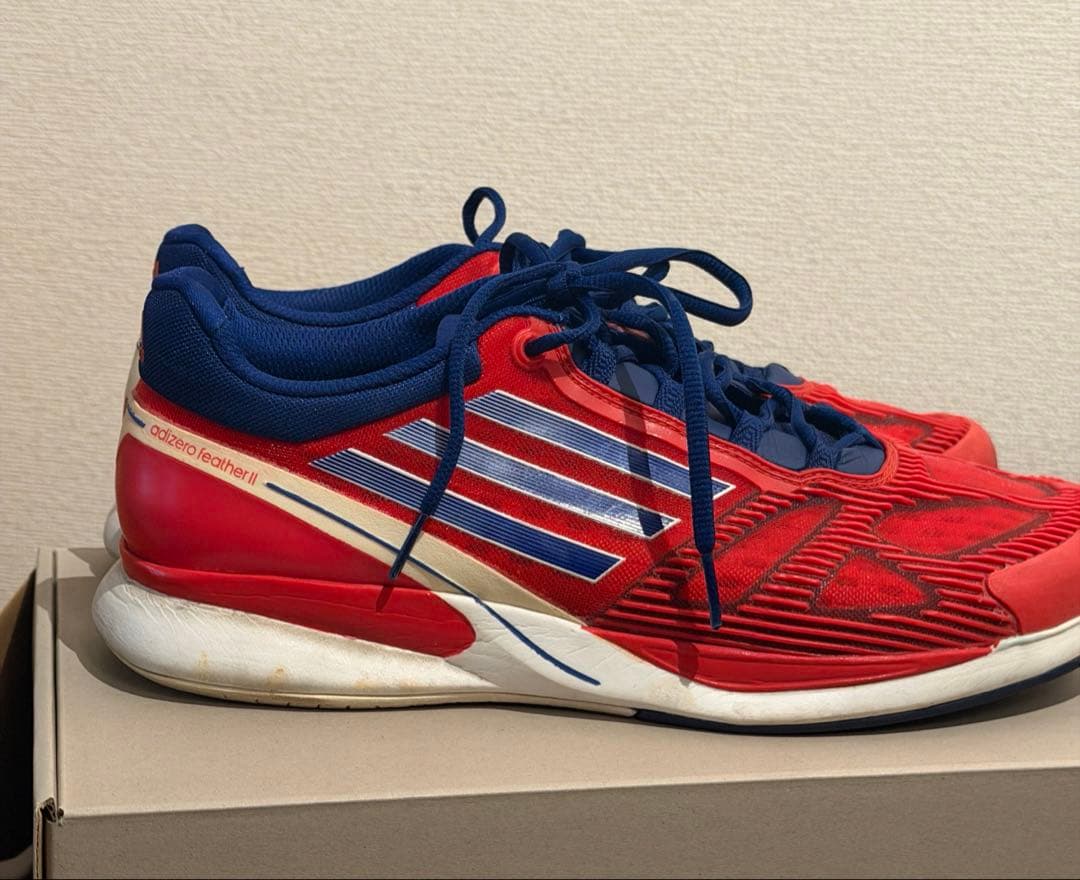 美品adidas adizero featherII アディダス テニスシューズ