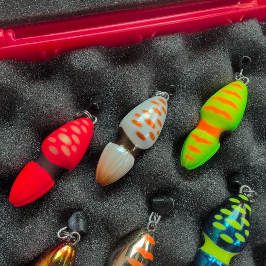 中古 ジャッカル ビンビンスイッチTG60㌘7個セット フック10本ケース付き