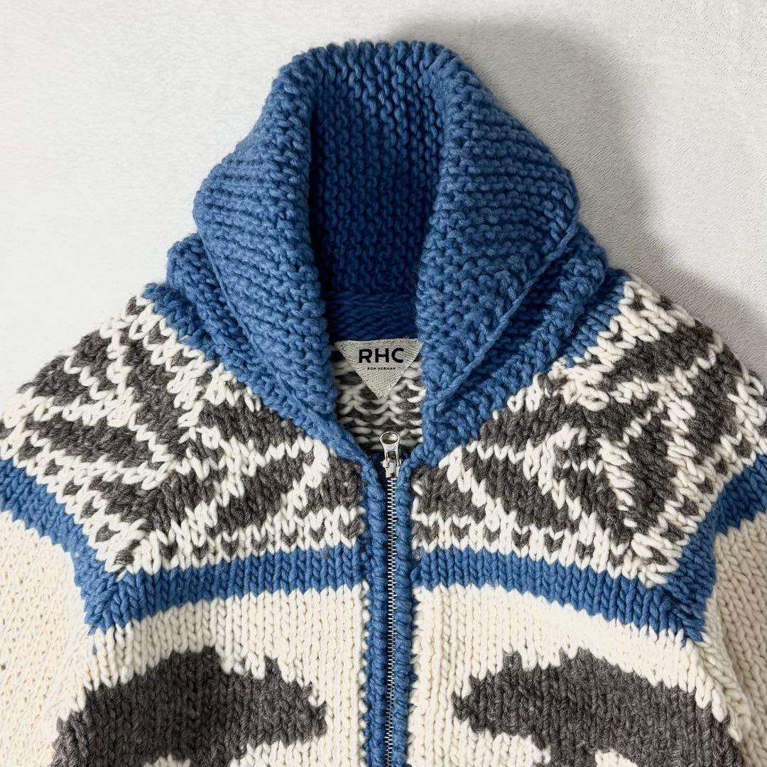 美品 RHC ロンハーマン カウチンニット ブルー ジャケット セーター