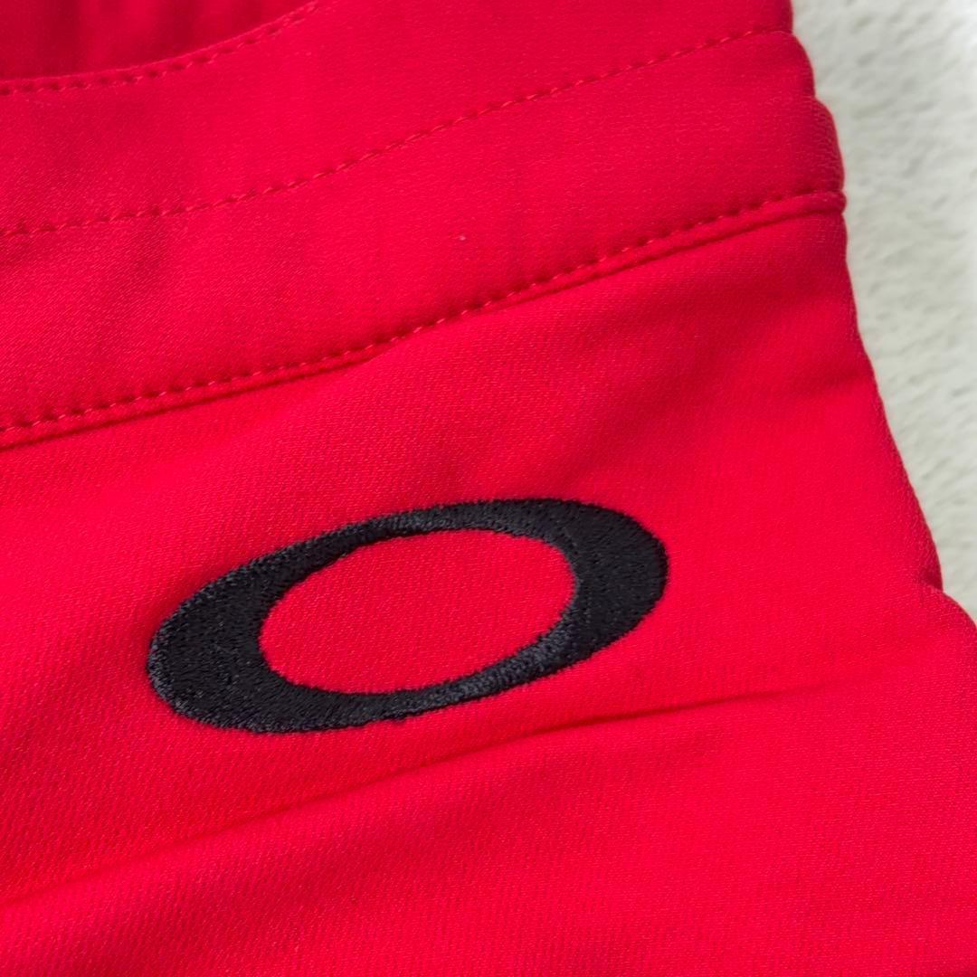 タグ付美品【OAKLEY】ゴルフパンツ 撥水 防寒 裏起毛 ロゴ刺繍 赤系 32