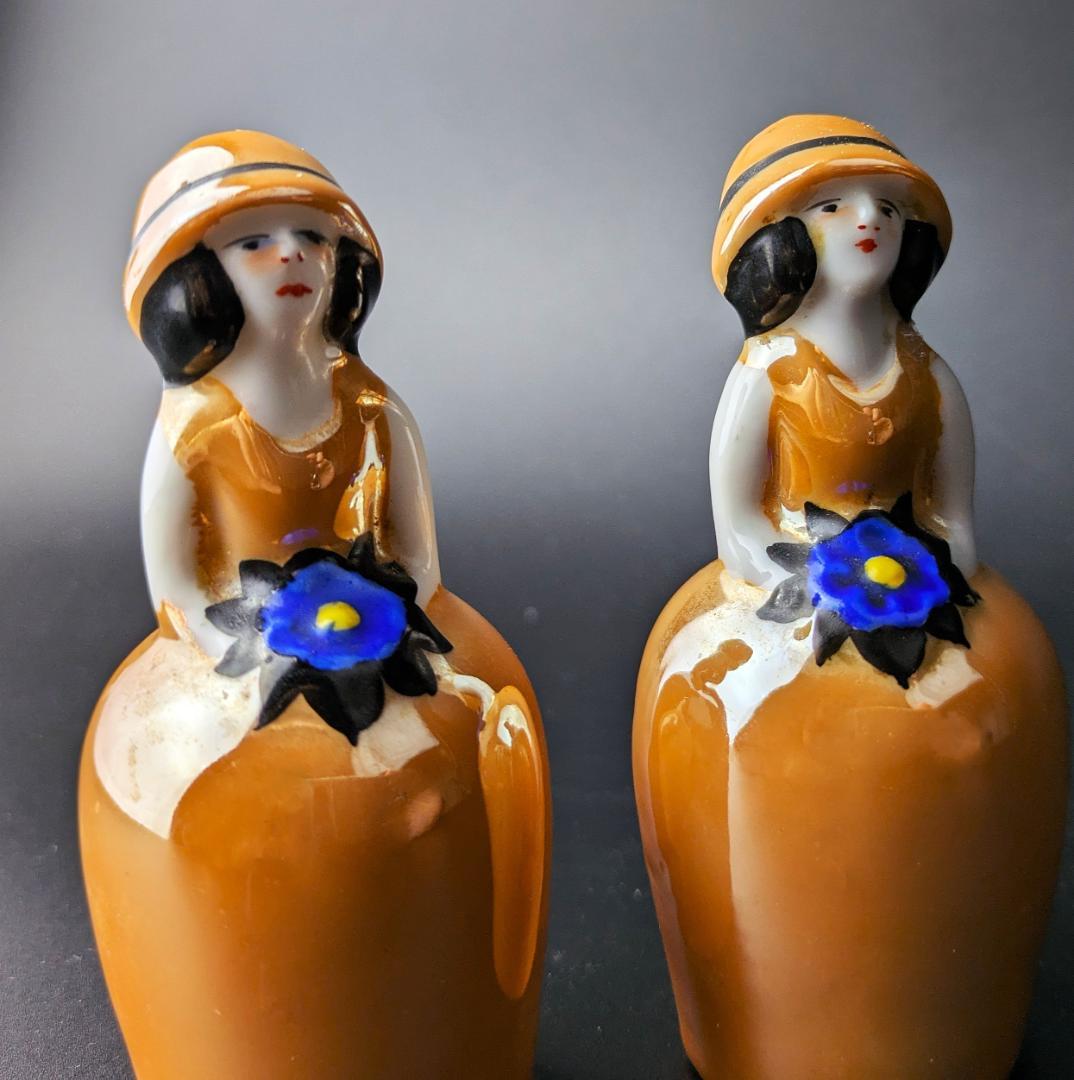 l*y様 人気のコンビ★ノリタケ フラッパーガール ペア シェイカー アンティー