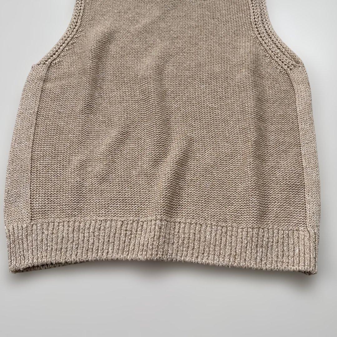 極美品✨マドモアゼルノンノン 綿麻 ニットベスト パパス 日本製 ベージュ