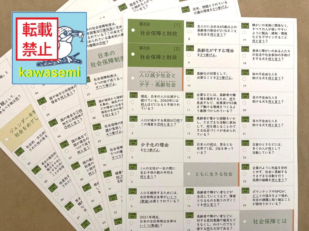 決定版【中学受験】予習シリーズ社会 [公民] 暗記カード 早稲アカa