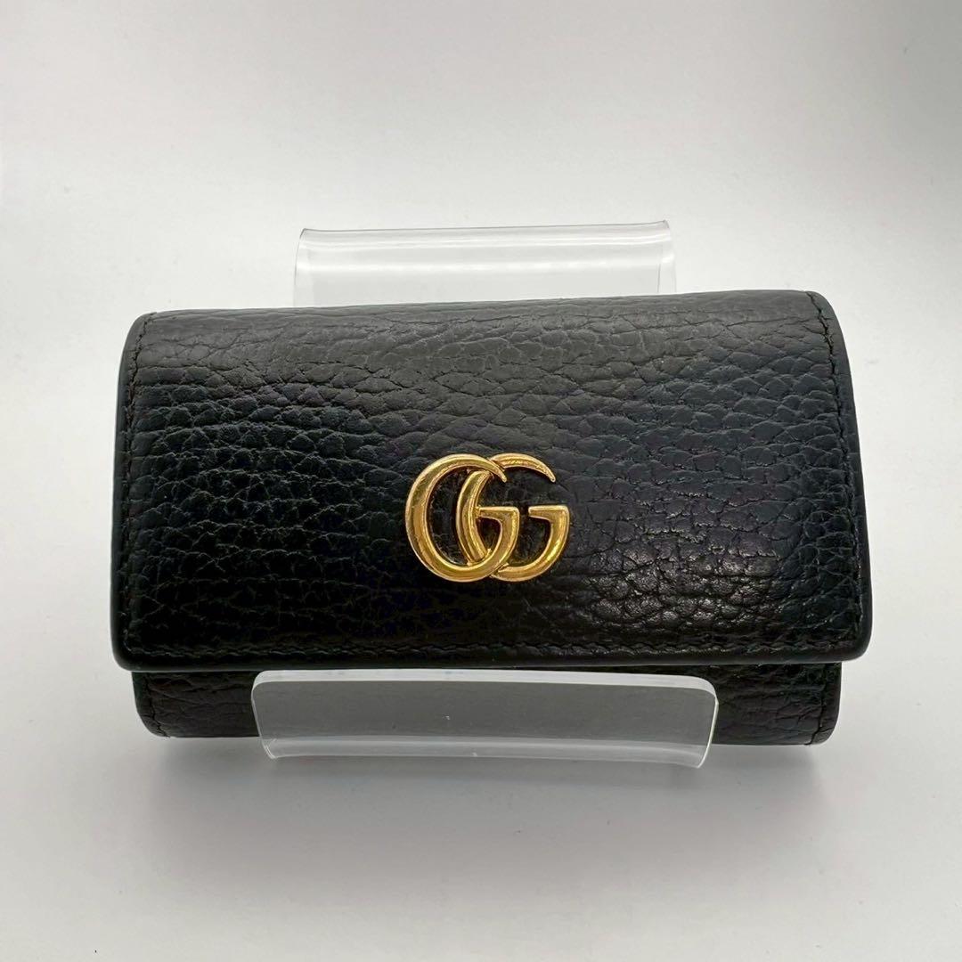 美品　グッチ　キーケース　GGマーモント　レザー　ブラック　GUCCI 箱付き