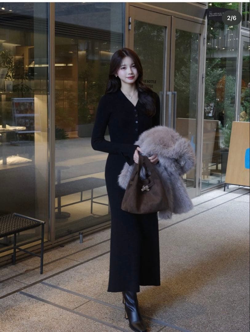 holiday &holiday Vネックニットワンピース