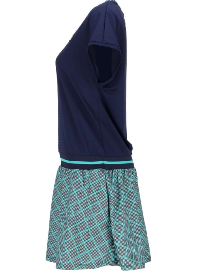 No.604 FILA 着痩せなエレガントワンピ★ダークミント✩.*˚★L★