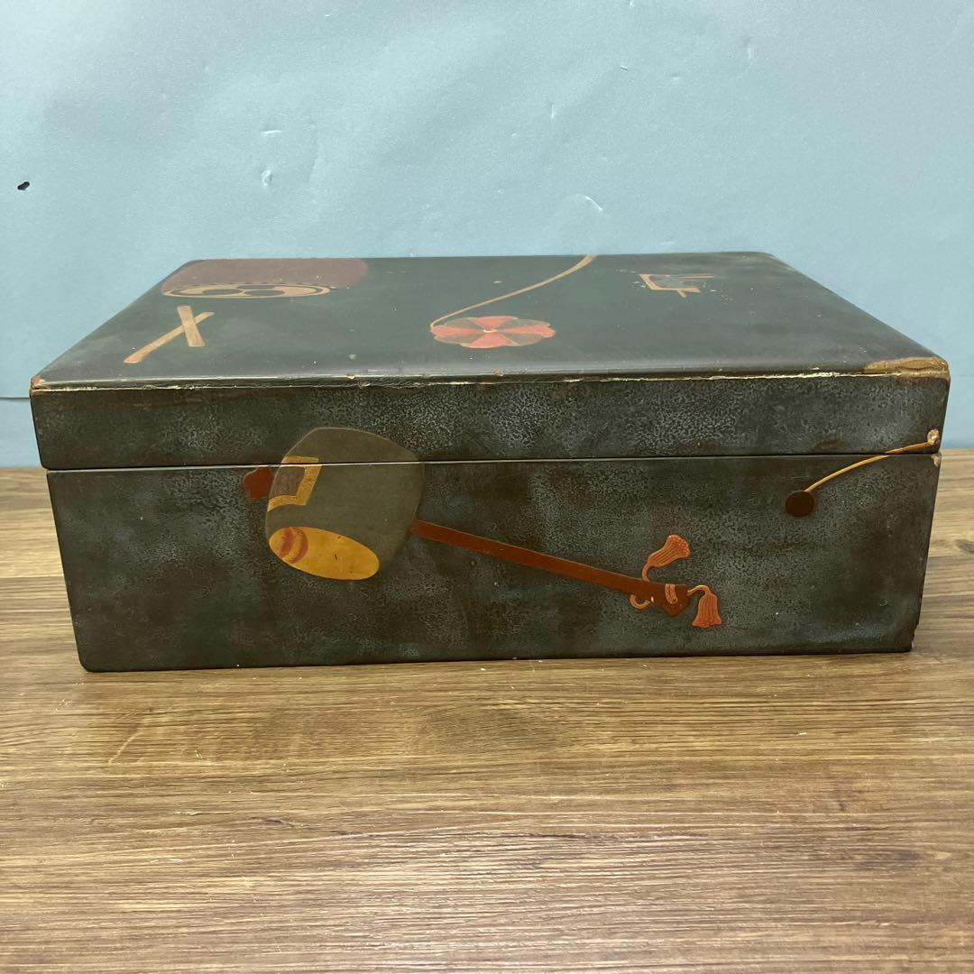 4F 文箱 文庫 漆器 蒔絵 太鼓 ウサギ 風車 玩具 骨董 アンティーク 玩具