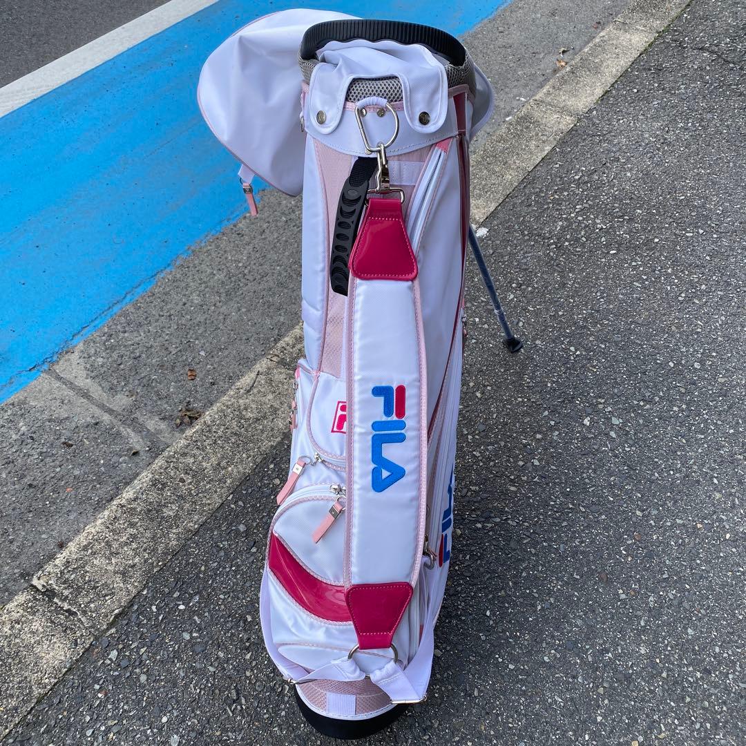 FILA スタンド付きキャディバッグ ホワイト/ピンク