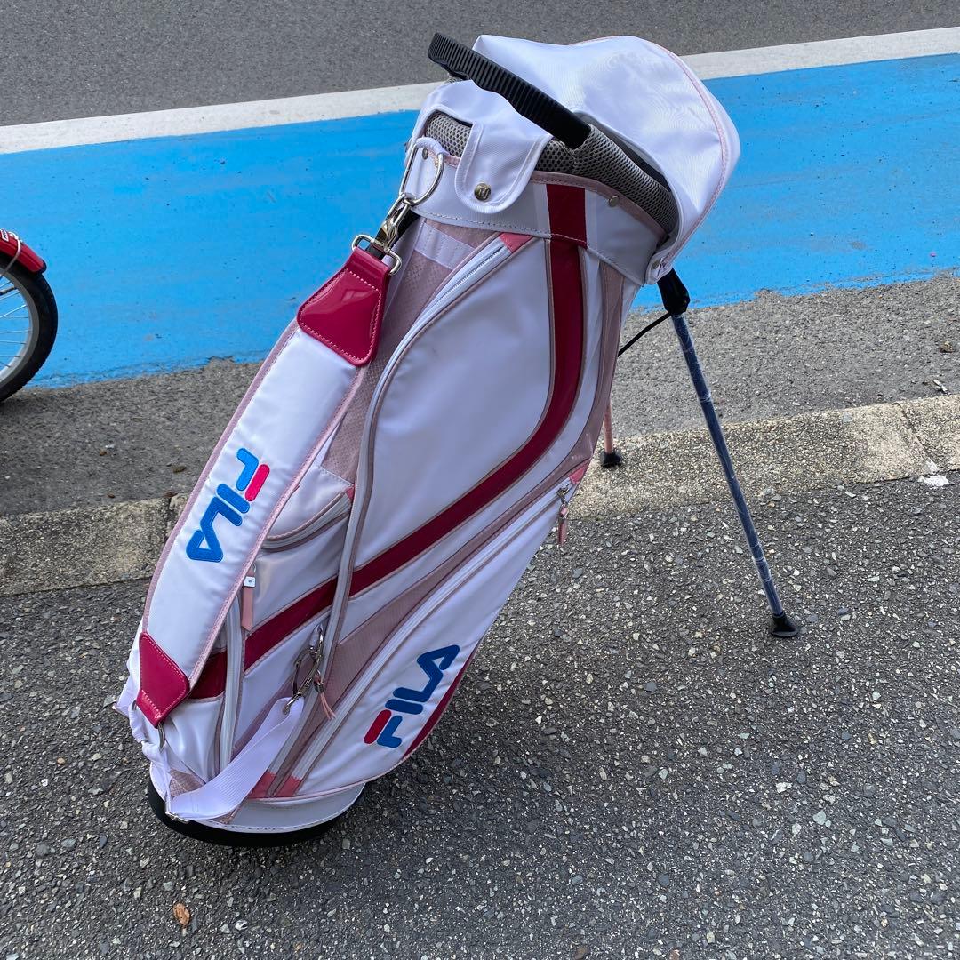 FILA スタンド付きキャディバッグ ホワイト/ピンク