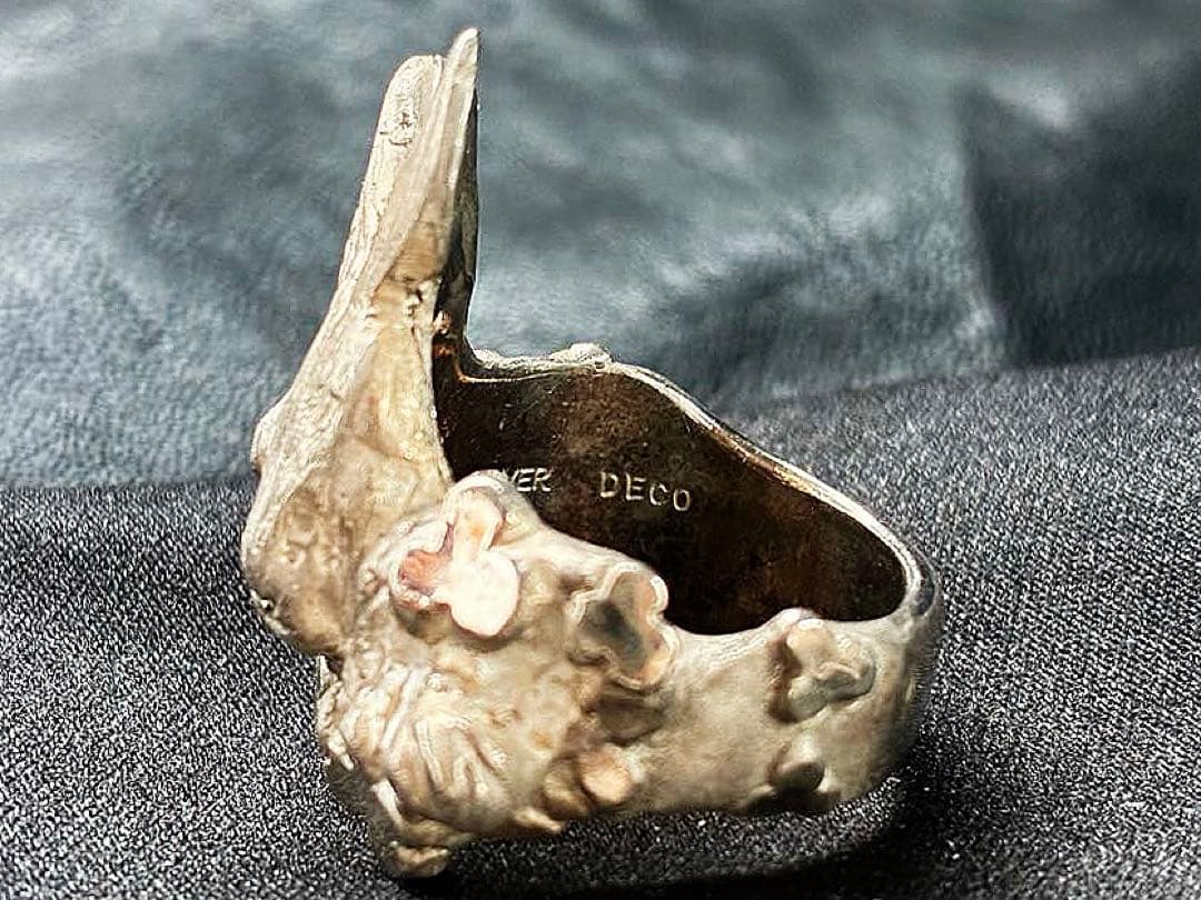 ★*★様 DECO デコ シルバー リング うさぎ ルビー系ストーン ART D