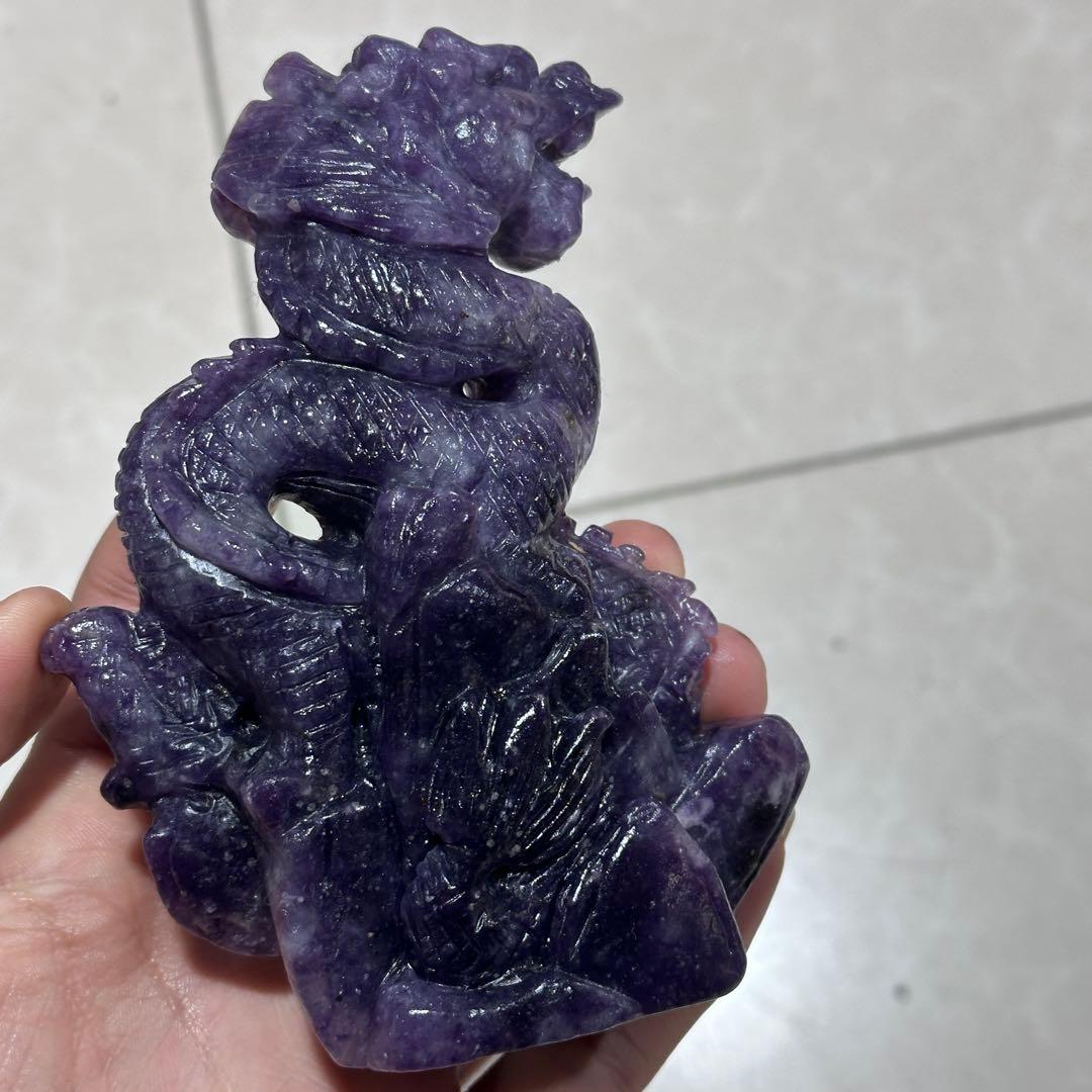 天然石フローライトの龍　置物　ご購入前に在庫確認G.1404