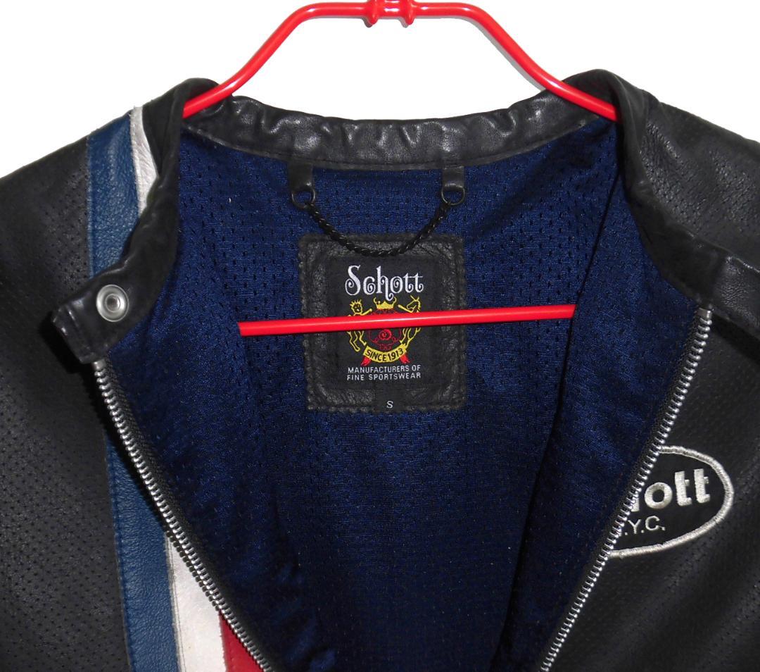 ショット パンチングレザー 半袖 レーシングジャケット S ライダース