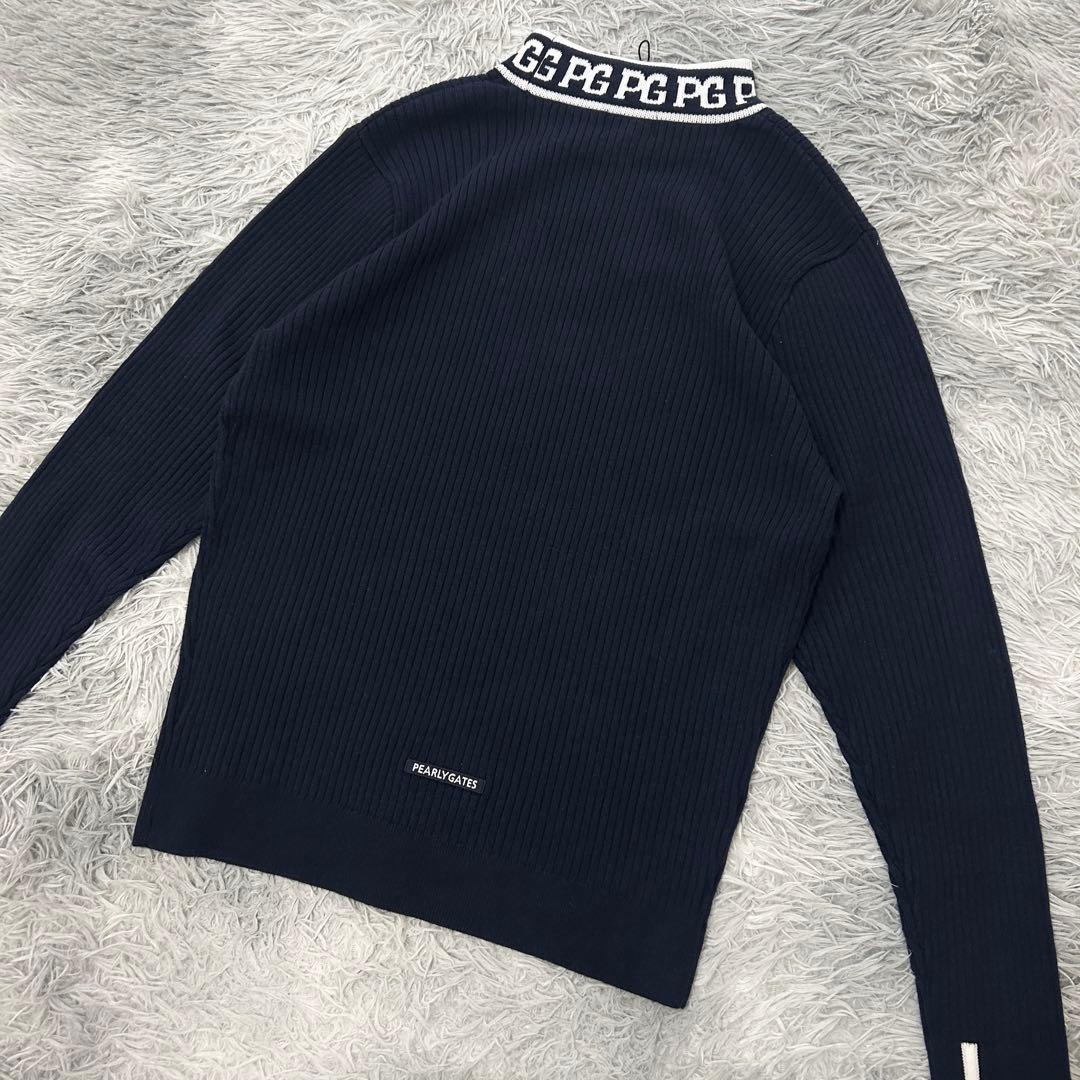 新品　パーリーゲイツ　モックネック　ニット　セーター　カシミヤ混　ネイビー　6