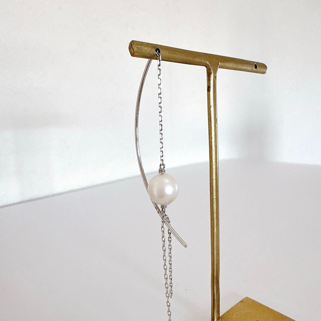 hirotaka ヒロタカ　アコヤパールチェーンピアス　ホワイトゴールド