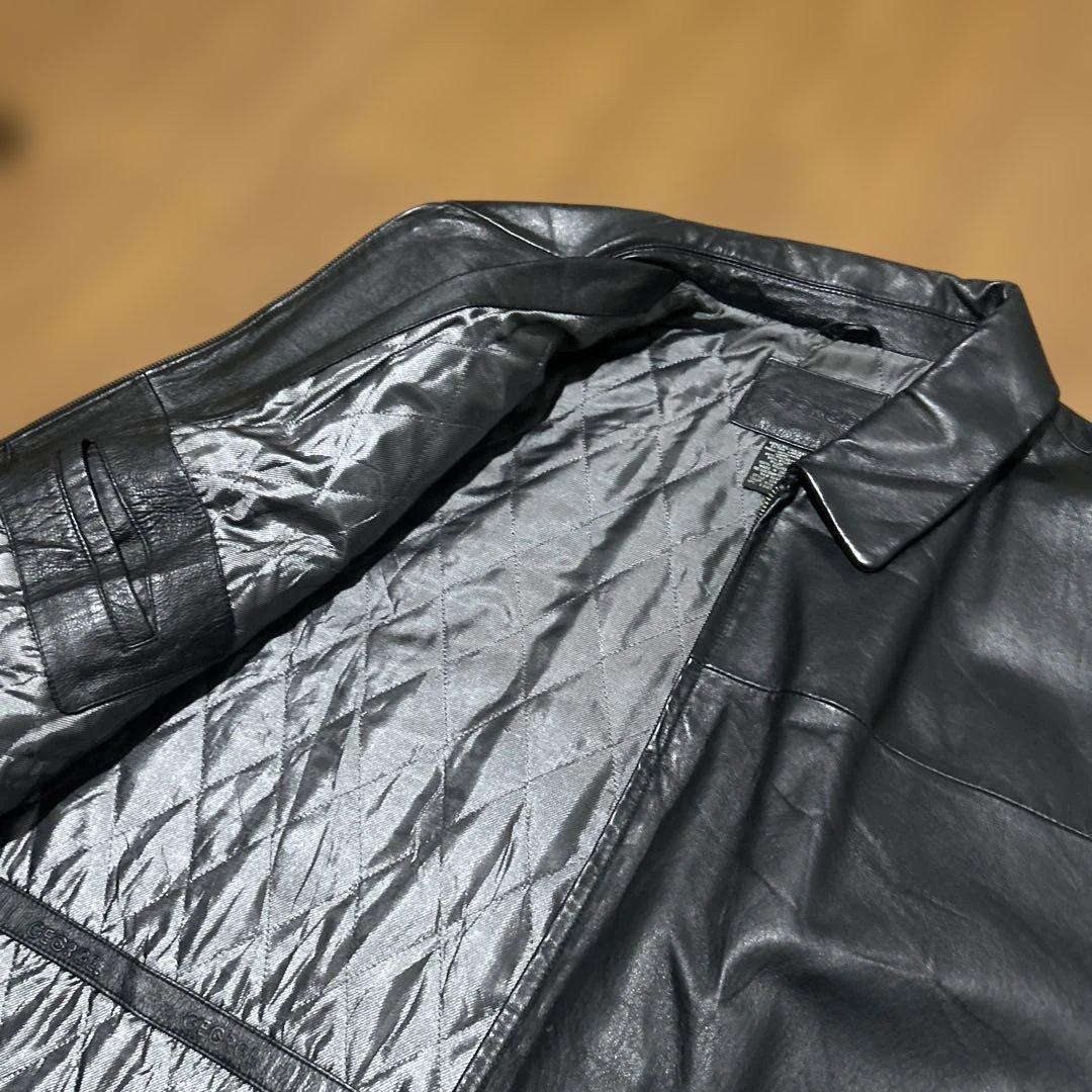 90s e レザージャケット　ジップアップ　本革 ビッグサイズ