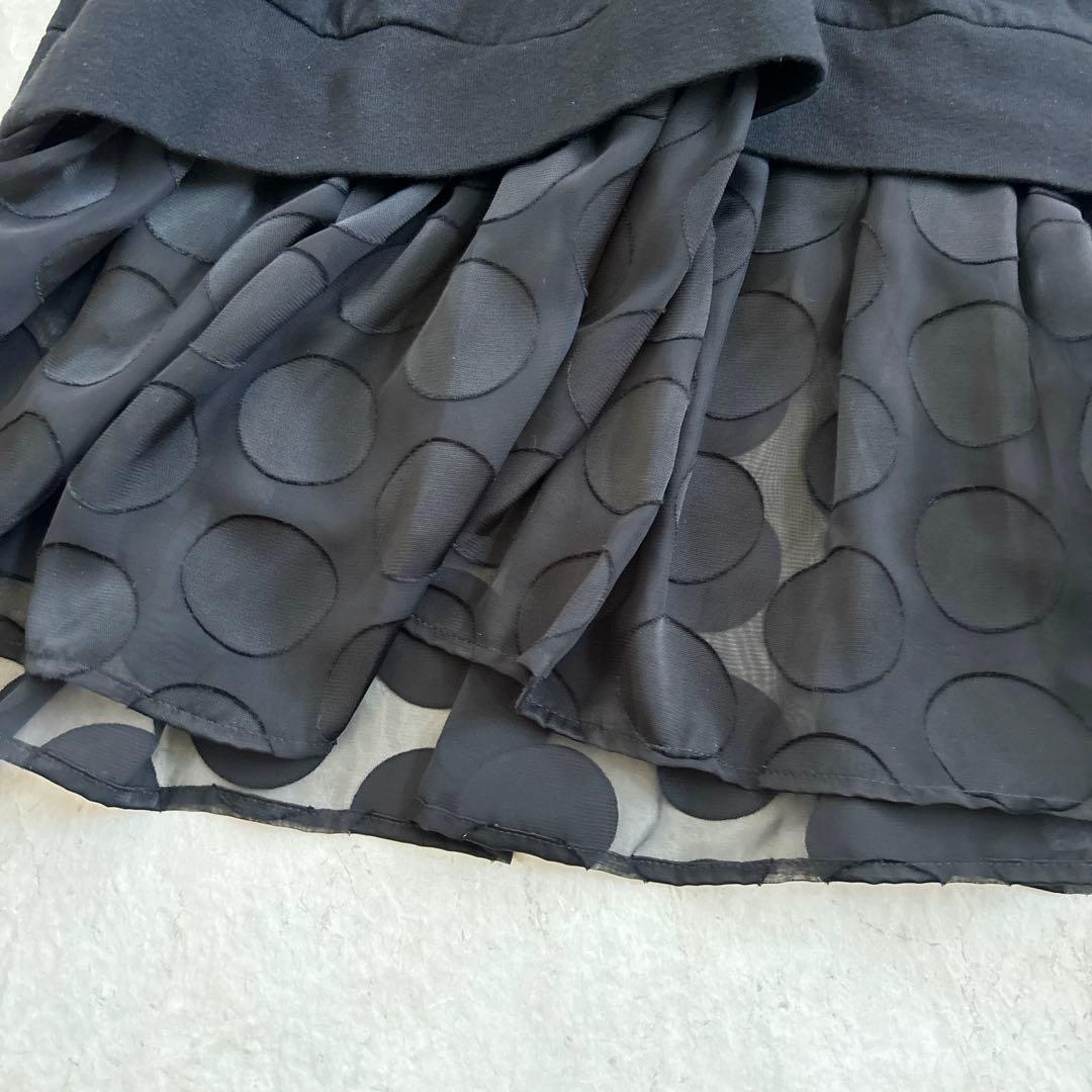 美品✨ gomme ゴム 異素材切り替えワンピース ドット ストライプ