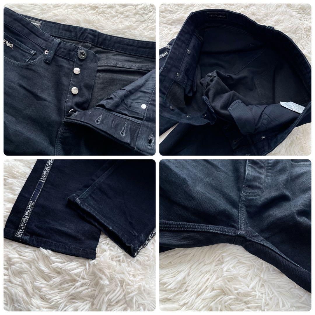 極美品✨エンポリオアルマーニ　デニムパンツ　サイドライン　ストレッチ　紺　30