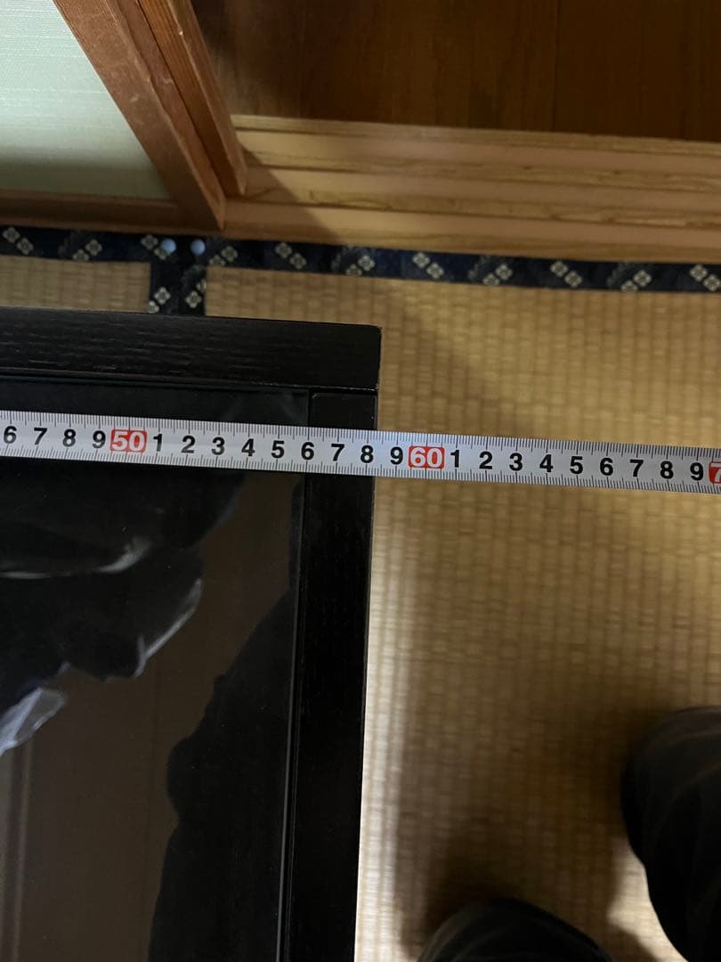 【たくや】 黒いガラス天板キャビネット 中型 2引き出し