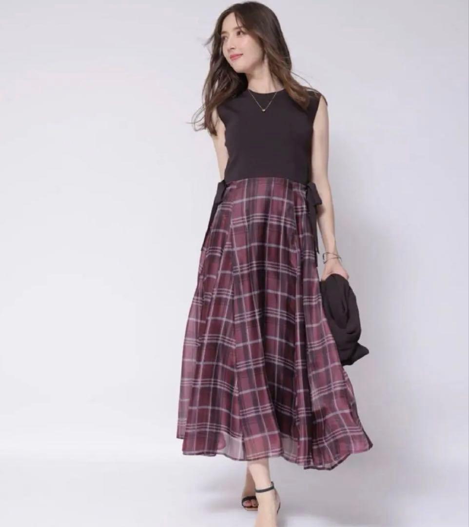 Apuweiser-richeサイドリボンチェックワンピース