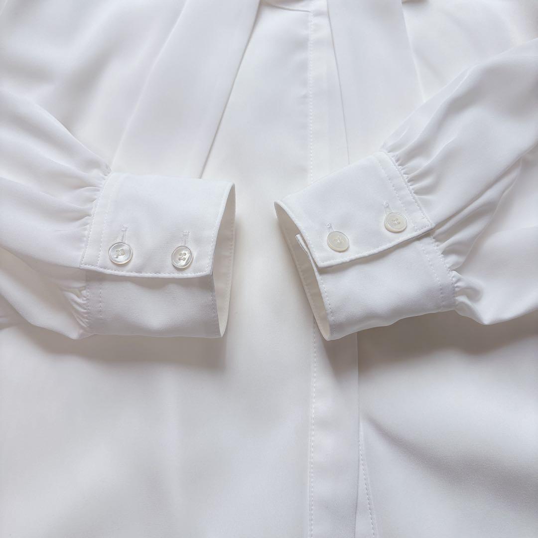 極美品　トゥモローランド Ballsey クリアデシンフリルボウタイブラウス長袖