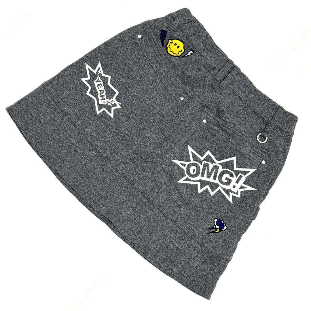 新品タグ付 パーリーゲイツ ゴルフスカート グレー 刺繍 22年