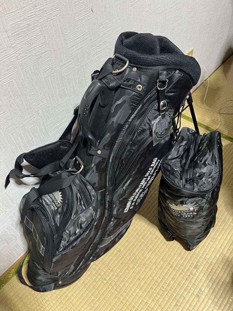 美品！エドウィンEDWIN 　ブラック迷彩カモフラ柄　スタンドキャディーバッグ
