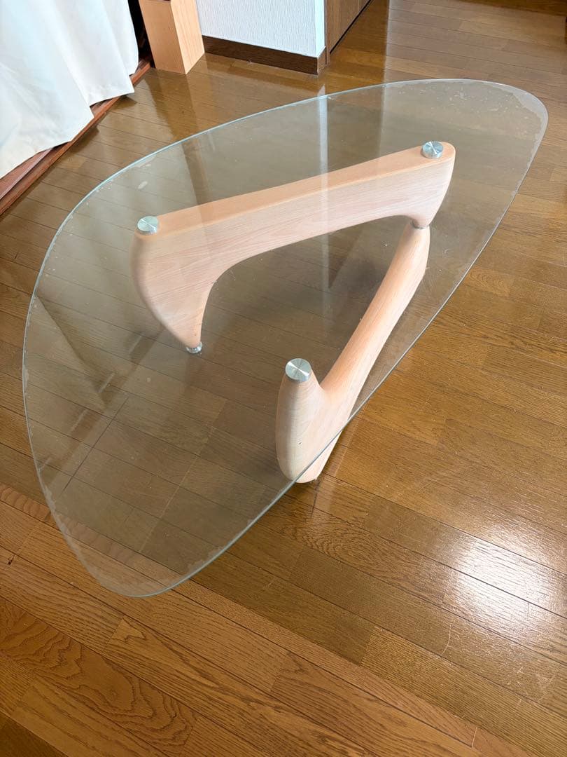 オーバルガラステーブル