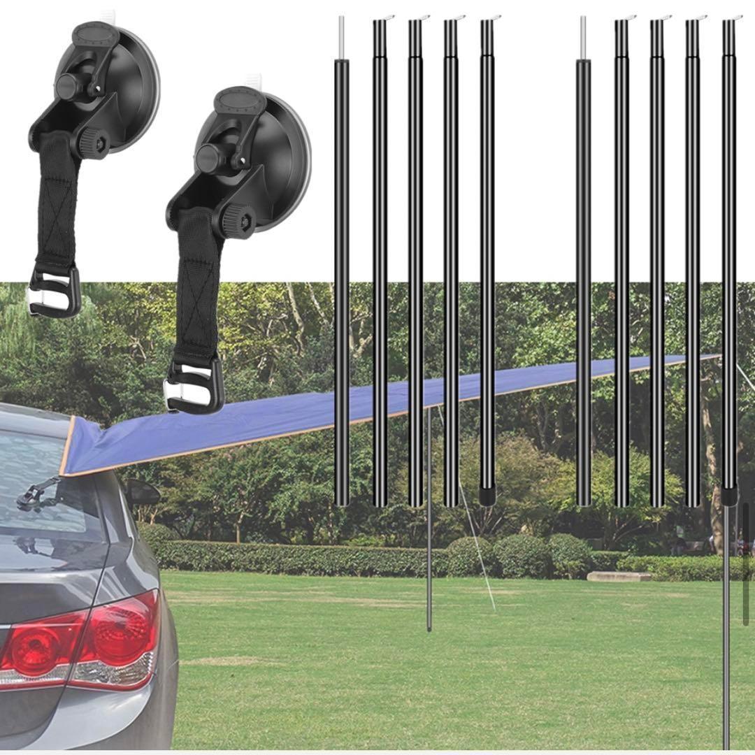 新品◎ルーフテント カーサイドタープ キャンプ 車中泊 防水仕様 吸盤ポール付