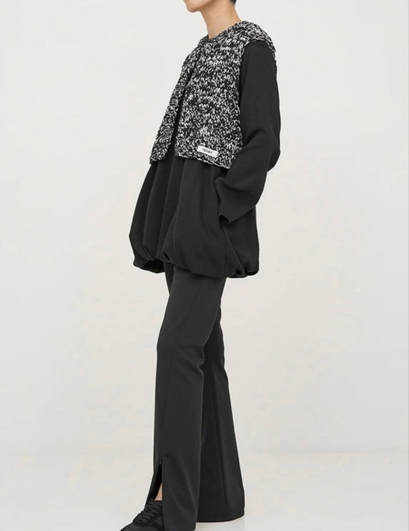 YENN イエン ミックスハンドニットベスト ブラック