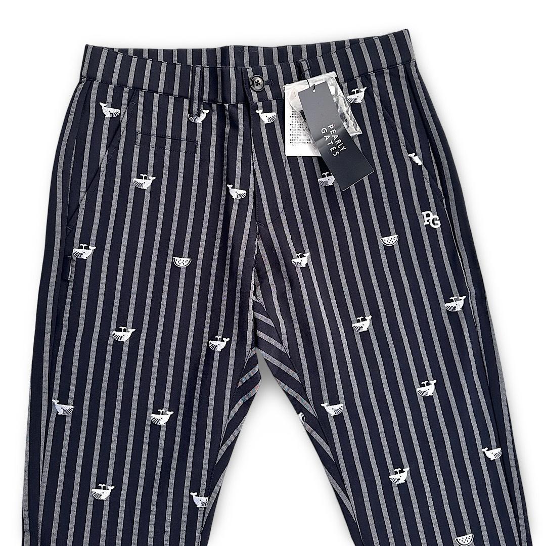 658 パーリーゲイツ シアサッカー クジラ ボーダーメンズパンツ サイズ5 L