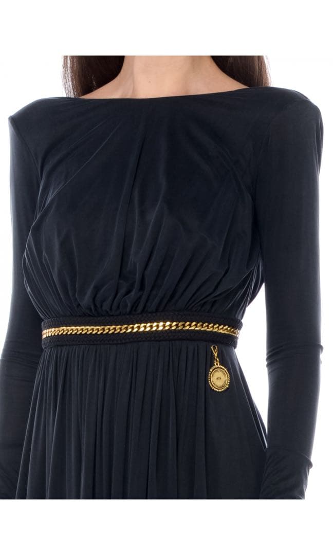 エリザベッタフランキ チェーン付き ギャザーマキシドレス ワンピース イタリア製